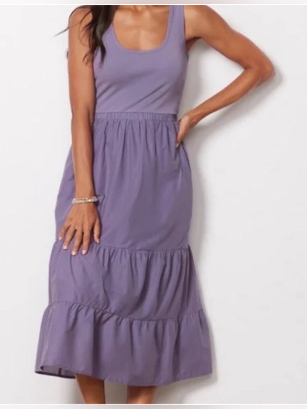 Evereve Marguerite Purple Sleeveless Midi Dress Size Large